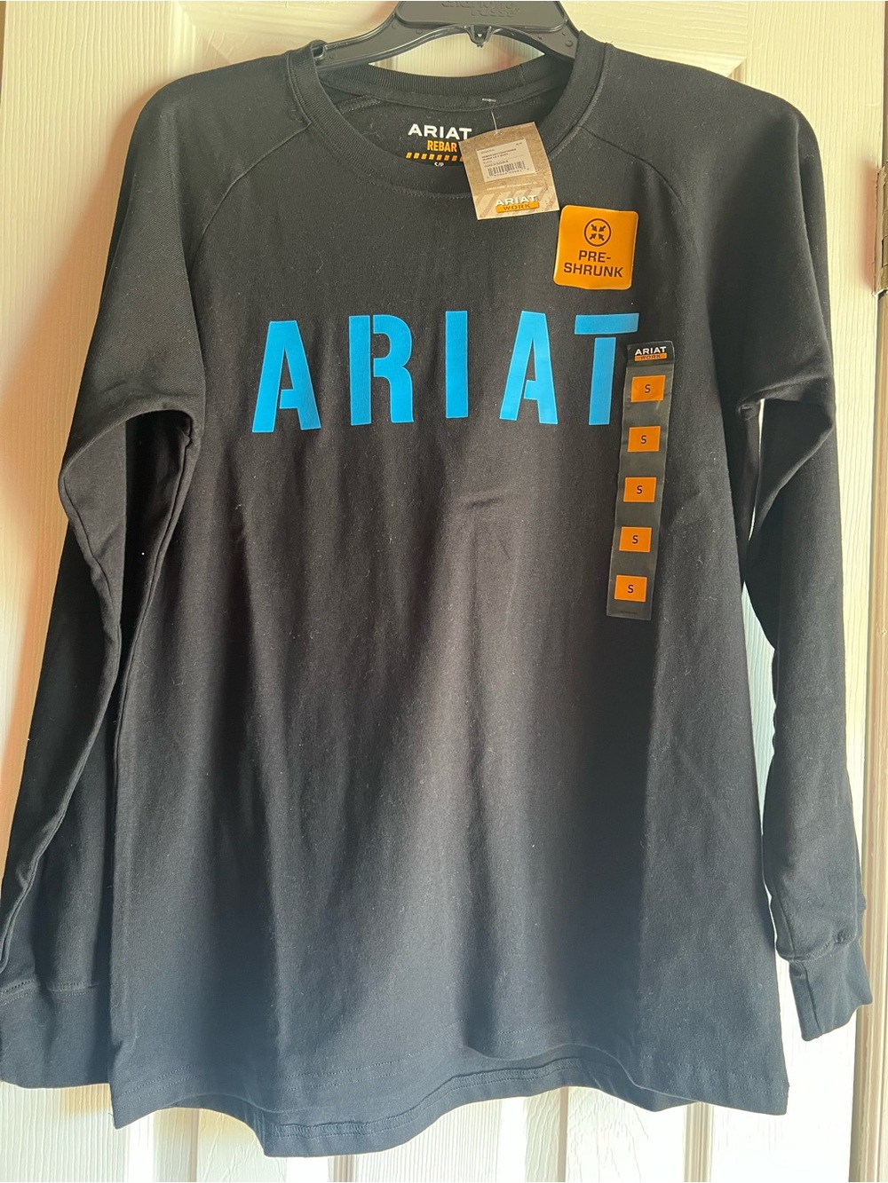 Ariat Black Long Sleeve Rebar Tee with Blue and Yellow Accents